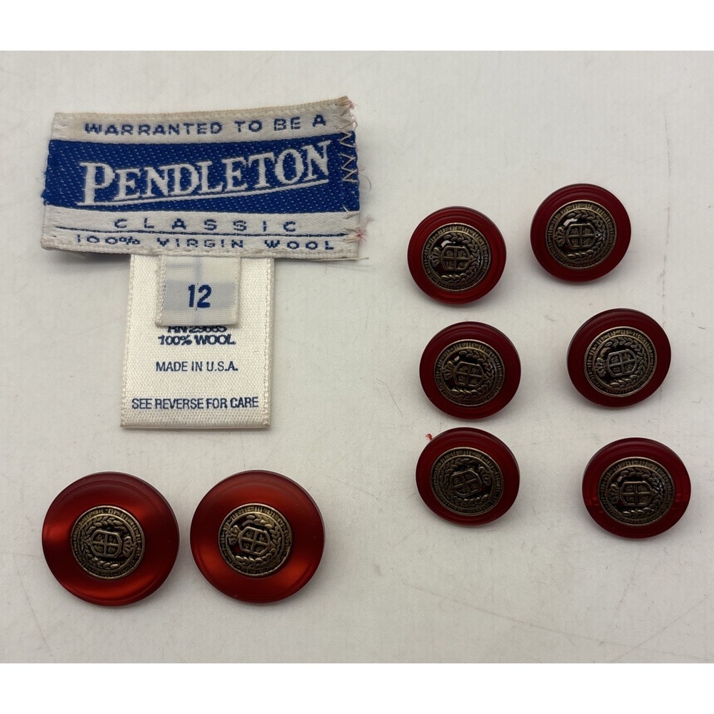 Vintage Pendleton Red Gold Brass Buttons From Ladies Blazer Jacket X8